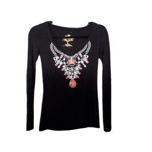 Petite Princess Vera Wang Top Embellished Light & Stretchy Blouse
